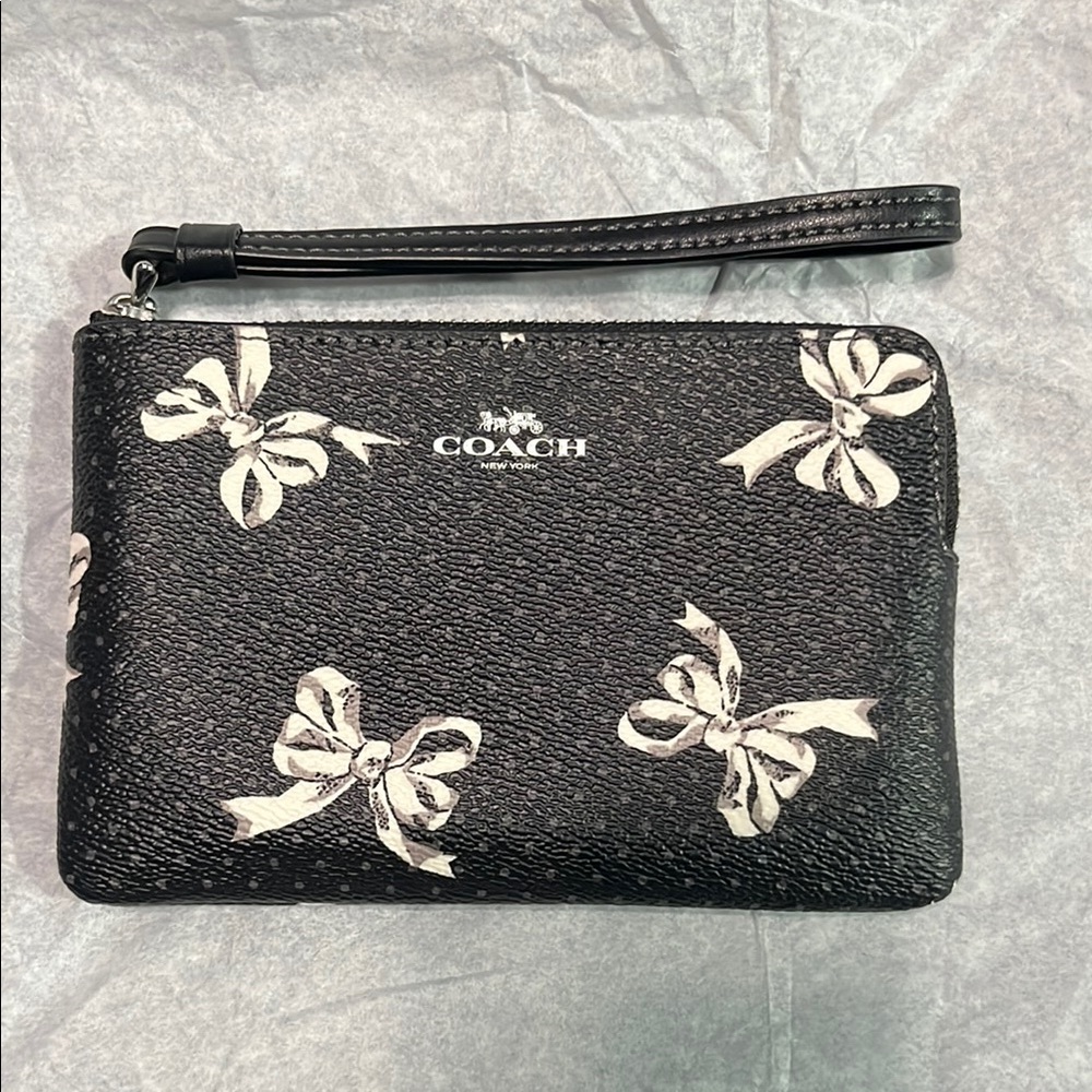 Coach Black Wristlet with Bow Design